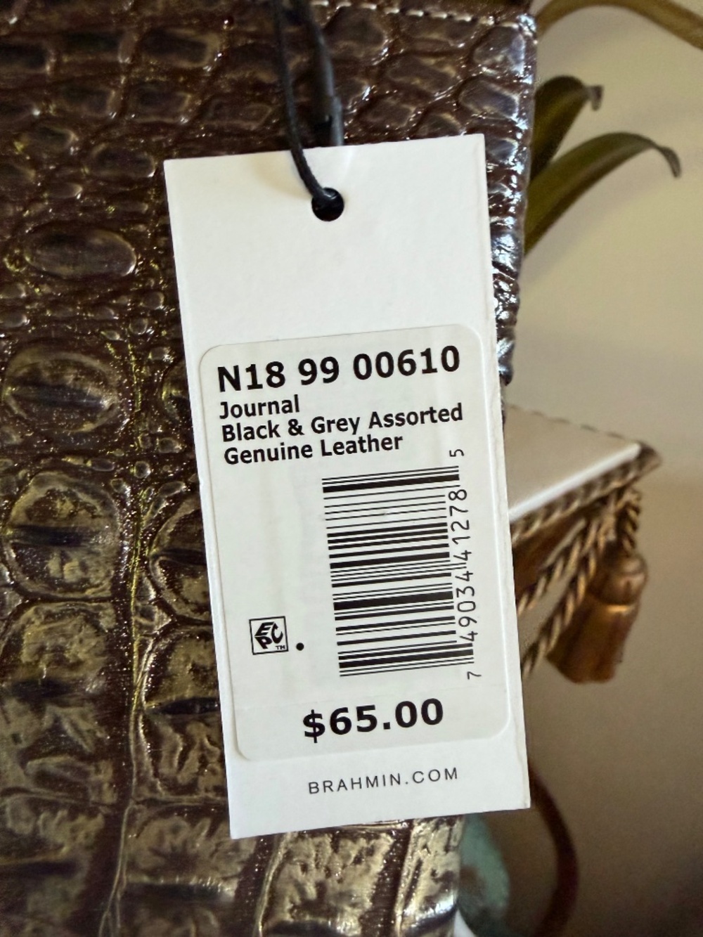 🌟NWT Brahmin Black ONYX Sample Leather Journal Metallic Gold Glitter Flecks 🌟 - Picture 10 of 10